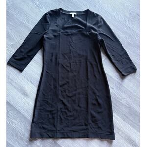 BOSTON PROPER black lbd Beyond Travel square neck 3/4 sleeve cocktail dress